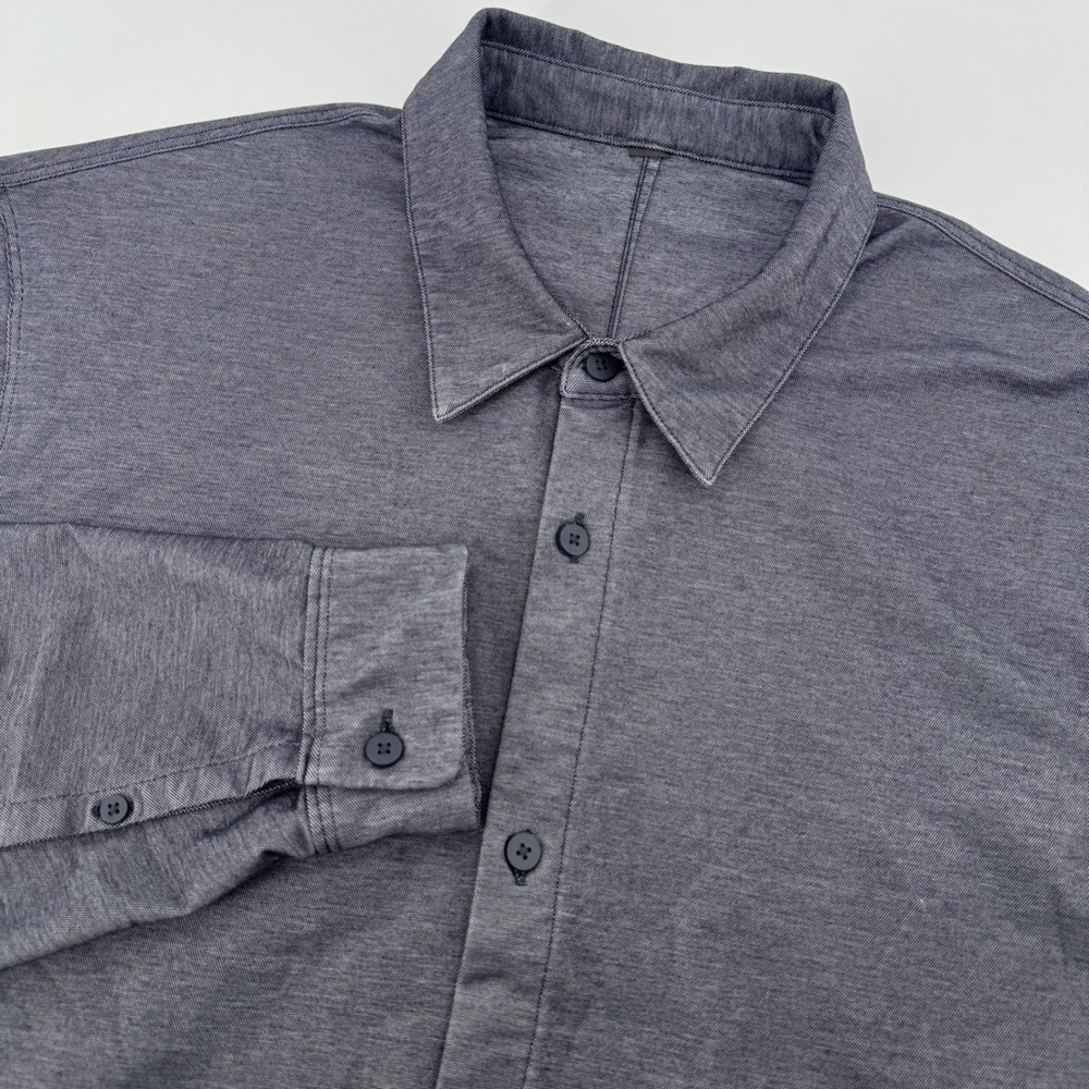 Lululemon Button Down Commission Shirt Mens XL Charcoal Grey Long Sleeve Tech